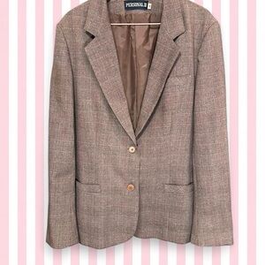 Persona Burgundy Plaid Tailored Blazer Jacket